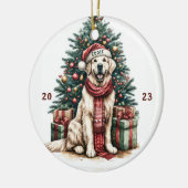 Golden Retriever Illustration Weihnachtsbaumdekor Keramik Ornament (Links)