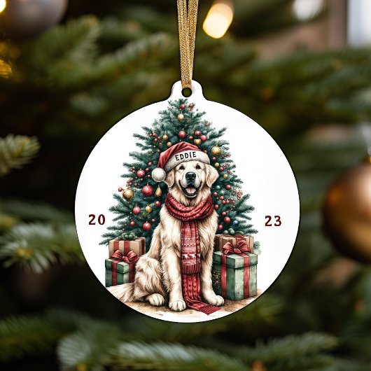 Golden Retriever Illustration Weihnachtsbaumdekor Keramik Ornament