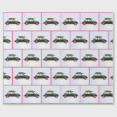 Golden Retriever im alten Auto mit Ferienkiefer Geschenkpapier (Flach)