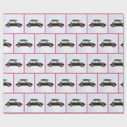 Golden Retriever im alten Auto mit Ferienkiefer Geschenkpapier (Flach)