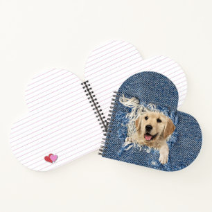 Golden Retriever im blauen Jeansloch  Notizblock