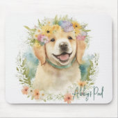 Golden Retriever im Blumenkranz Mousepad (Vorne)