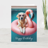 Golden Retriever im Flamingo Pool Spielzeug