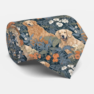 Golden Retriever im Garten im Stil von William Mor Krawatte