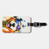 Golden retriever im Hut-und Sonnenbrille-Aquarell Gepäckanhänger (Vorderseite horizontal)