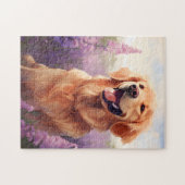 Golden Retriever im Lavendel-Feld Puzzle (Horizontal)
