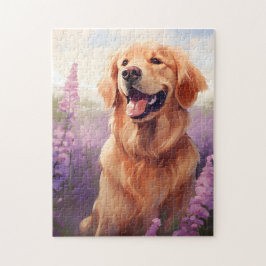 Golden Retriever im Lavendel-Feld Puzzle