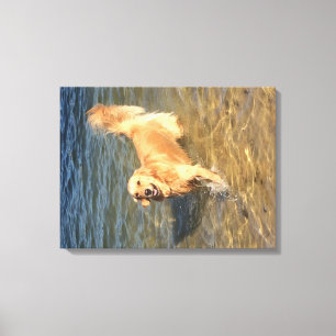 Golden retriever im Ozean Leinwanddruck