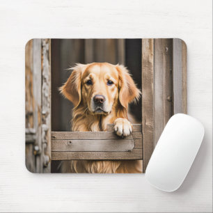 Golden Retriever im Scheunenfenster Mousepad