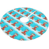 Golden Retriever im Schnee mit Weihnachtsgeschenke Polyester Weihnachtsbaumdecke (Schrägansicht)