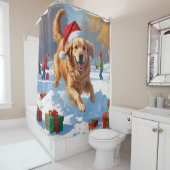 Golden Retriever im Schnee mit Weihnachtshut Duschvorhang (Beispiel)