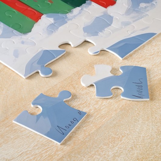 Golden Retriever im Schnee mit Weihnachtshut Puzzle (Seite)