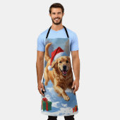 Golden Retriever im Schnee mit Weihnachtshut Schürze (Getragen)