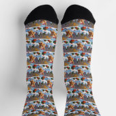 Golden Retriever im Schnee mit Weihnachtshut Socken (Oben)