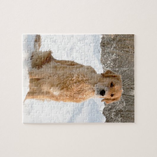 Golden retriever im Schnee Puzzle (Horizontal)