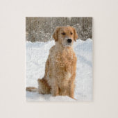 Golden retriever im Schnee Puzzle (Vertikal)