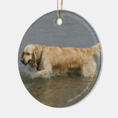 Golden retriever im Wasser Keramikornament (Links)