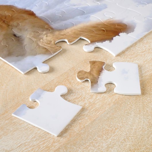 Golden retriever im Winter-Märchenland Puzzle (Seite)