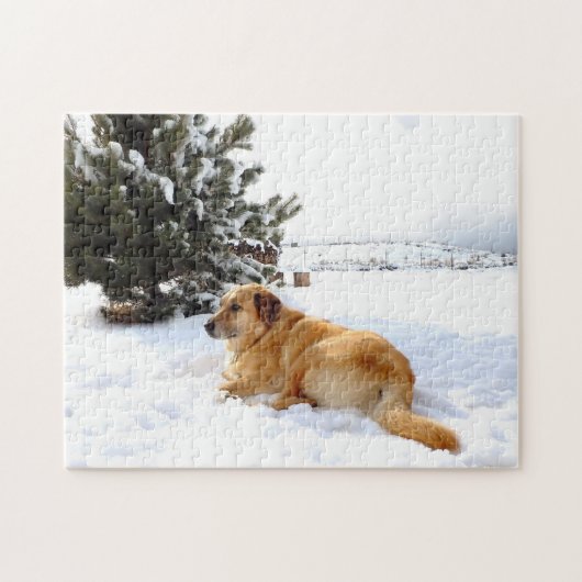 Golden retriever im Winter-Märchenland Puzzle (Horizontal)