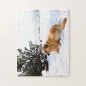Golden retriever im Winter-Märchenland Puzzle (Vertikal)
