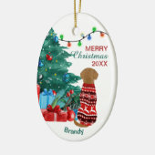 Golden Retriever im Winter Sweater Holiday Tree Keramik Ornament (Links)