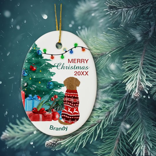 Golden Retriever im Winter Sweater Holiday Tree Keramik Ornament