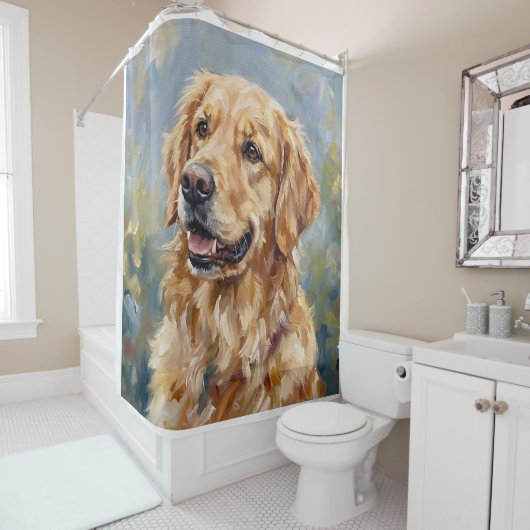 Golden Retriever Impressionist Art Shower Curtain Duschvorhang (Beispiel)