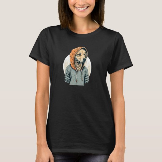 Golden Retriever In A Hoodie Cool K9 Light Pul Ho T-Shirt (Vorderseite)