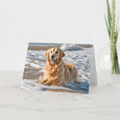Golden Retriever in Beach Wave Karte (Vorderseite)