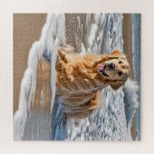 Golden Retriever in Beach Wave Puzzle (Horizontal)
