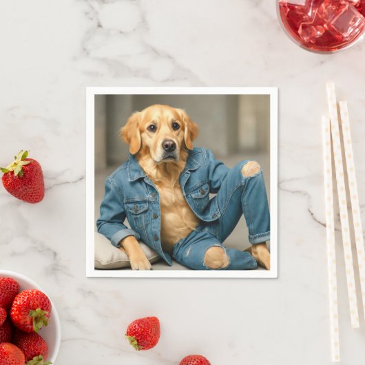 Golden Retriever in Blue Jeans Serviette (Beispiel)