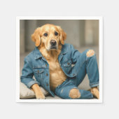 Golden Retriever in Blue Jeans Serviette (Vorderseite)
