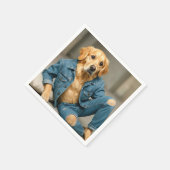 Golden Retriever in Blue Jeans Serviette (Ecke)