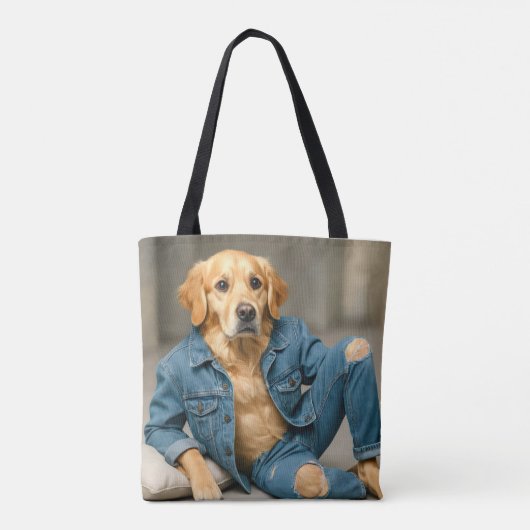Golden Retriever in Blue Jeans Tasche (Rückseite)