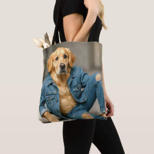 Golden Retriever in Blue Jeans Tasche