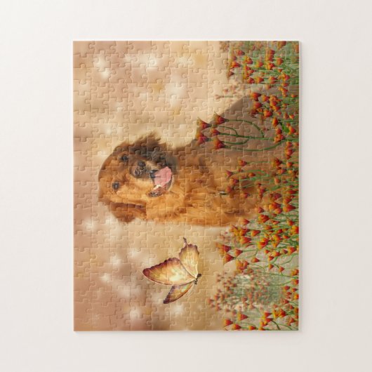 Golden Retriever in Blume Puzzle (Vertikal)