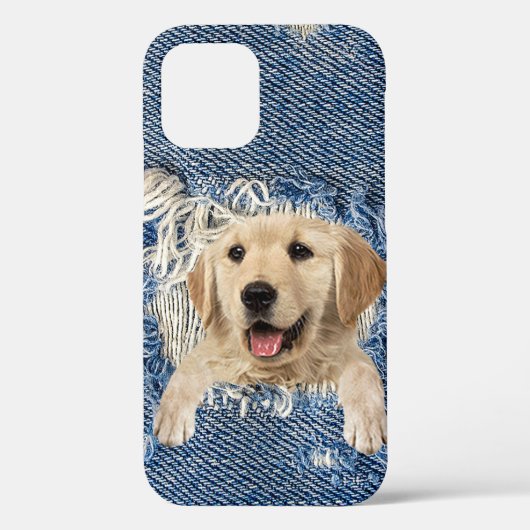 Golden Retriever in Denim Hole Case-Mate iPhone Hülle (Rückseite)