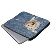 Golden Retriever in Denim Hole Laptopschutzhülle (Vorne Knopf)
