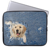 Golden Retriever in Denim Hole Laptopschutzhülle (Vorderseite)