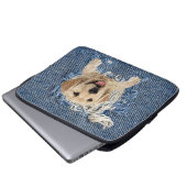 Golden Retriever in Denim Hole Laptopschutzhülle (Vorne Knopf)