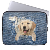 Golden Retriever in Denim Hole Laptopschutzhülle (Vorderseite)