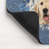Golden Retriever in Denim Hole Mousepad (Ecke)