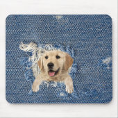 Golden Retriever in Denim Hole Mousepad (Vorne)