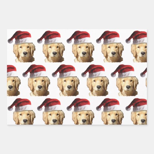 Golden Retriever in der Weihnachtsmannmütze Geschenkpapier Set (Vorderseite 3)