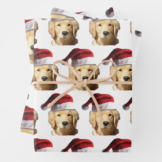 Golden Retriever in der Weihnachtsmannmütze Geschenkpapier Set (Beispiel)