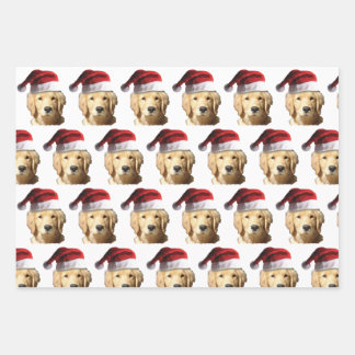 Golden Retriever in der Weihnachtsmannmütze Geschenkpapier Set