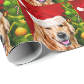 Golden Retriever in der Weihnachtsmannmütze Weihna Geschenkpapier (Rolleneckpunkt)
