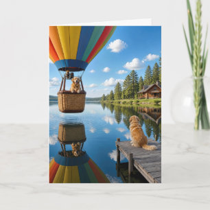 Golden Retriever in einem Heißluftballon Karte