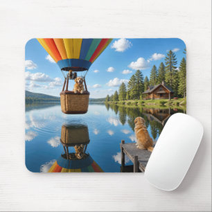 Golden Retriever in einem Heißluftballon Mousepad