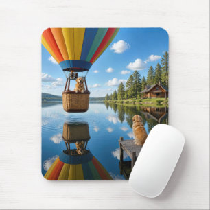 Golden Retriever in einem Heißluftballon Mousepad